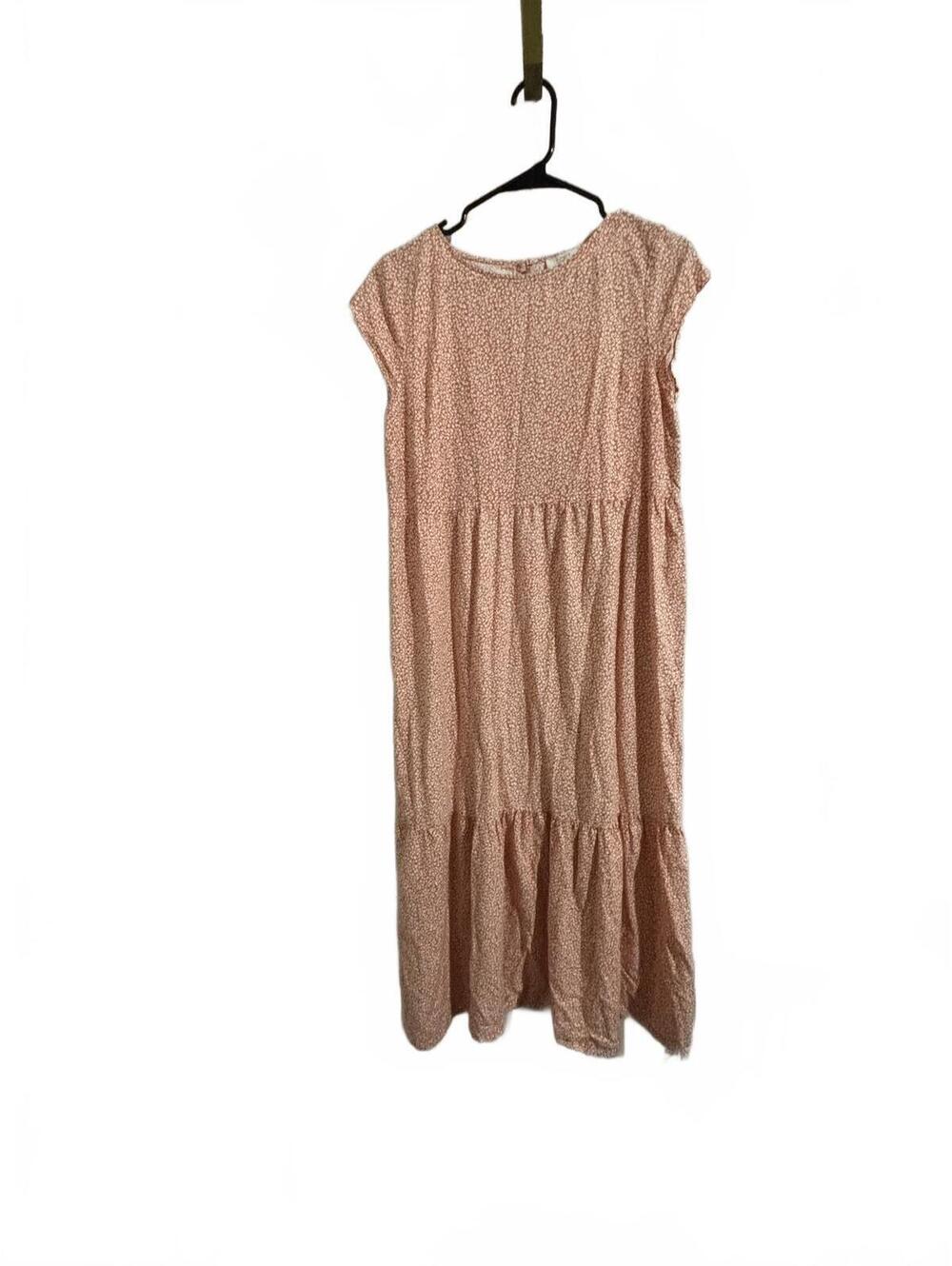 Cottagecore Boho Soft Girl Coastal 6P Loft Tiered orange/cream Floral Midi Dress